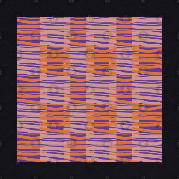 Contemporary Retro Orange Pink Purple Abstract Fibres Pattern by BillingtonPix